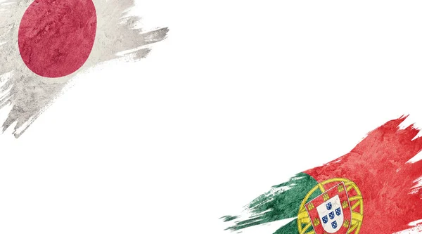Флаги Японии и Португалии на белом фоне — стоковое фото